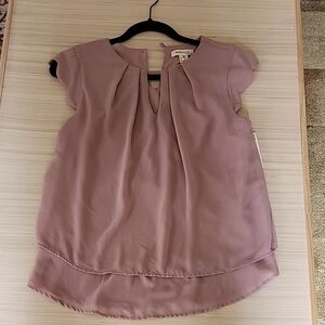 Monteau Dusty Mauve Layered Cap-Sleeve Blouse